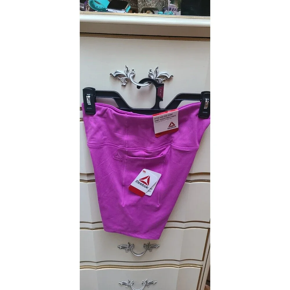 Nwt Reebok Women High Waist Reflex Cycling Shorts Cattleya Orchid XS Small